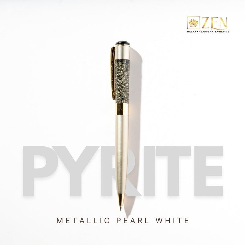 pyrite metallic pearl white ball point pen
