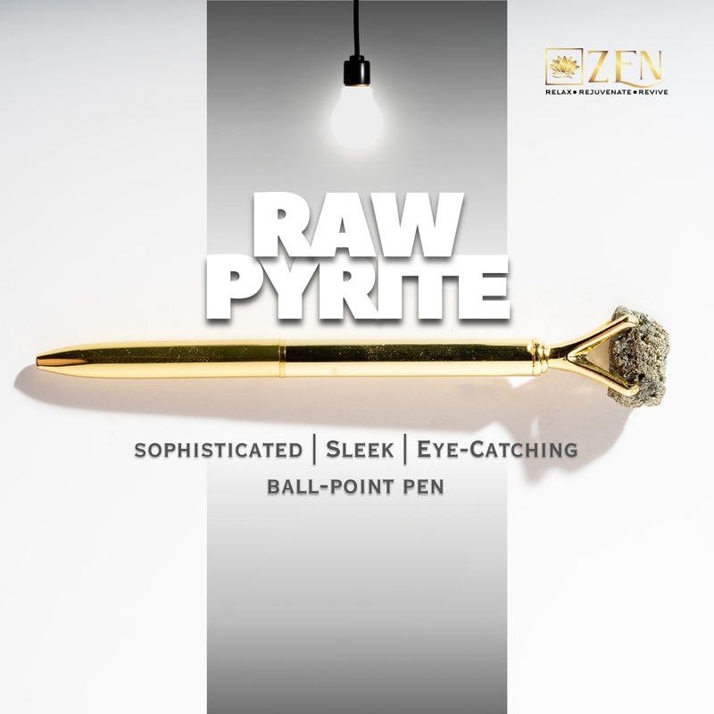 the zen crystals raw pyrite ball point pen