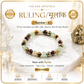 A promotional product graphic for RULING NUMBER 4 BRACELET from The Zen Crystals. The bracelet, labeled 'Number - 4' and '2026 Edition', features alternating green aventurine, tiger's eye, garnet, and labradorite beads.