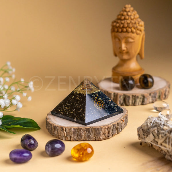 Zen Black Tourmaline Orgonite Pyramid For Protection The Zen Crystals