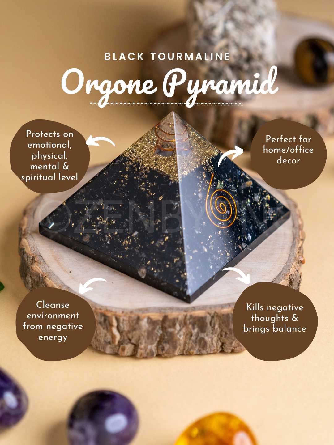 Zen Black Tourmaline Orgonite Pyramid For Protection The Zen Crystals