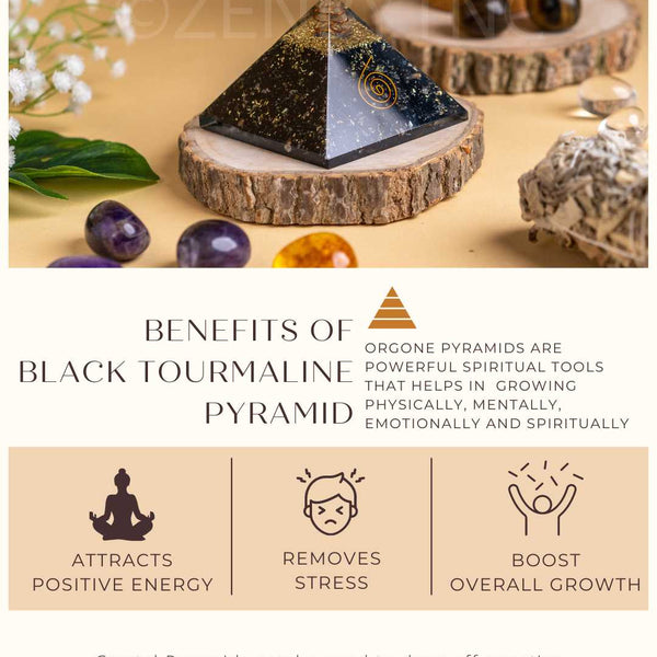 Zen Black Tourmaline Orgonite Pyramid For Protection The Zen Crystals