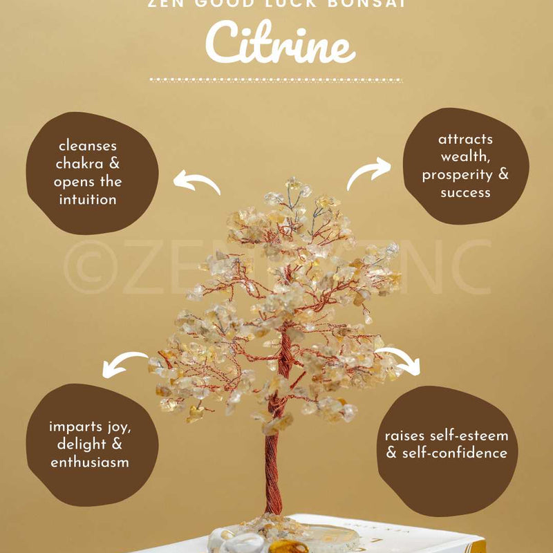 Zen Citrine Good Luck Crystal Tree - Success | 300 Crystals | The Zen Crystals The Zen Crystals