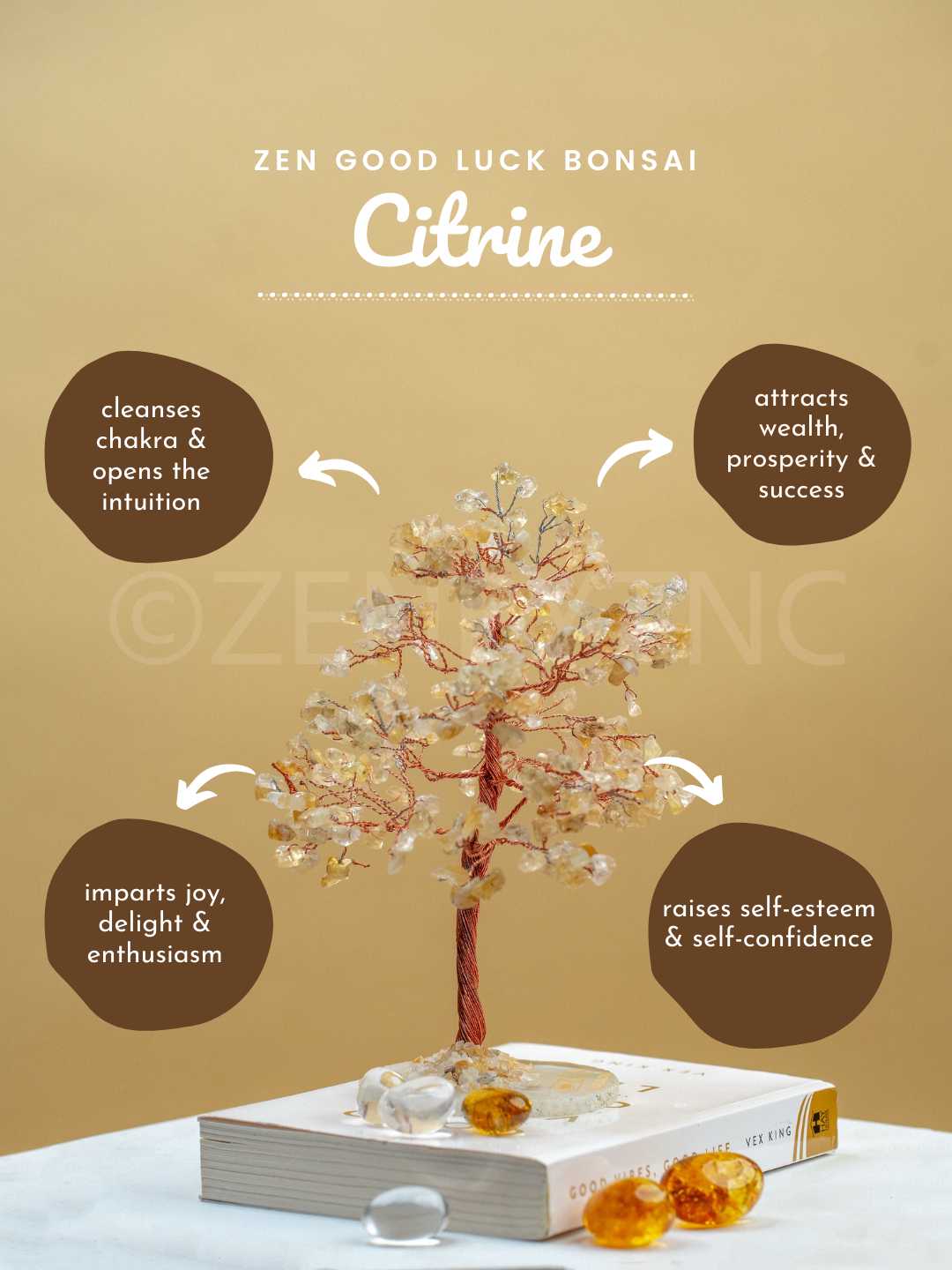 Zen Citrine Good Luck Crystal Tree - Success | 300 Crystals | The Zen Crystals The Zen Crystals