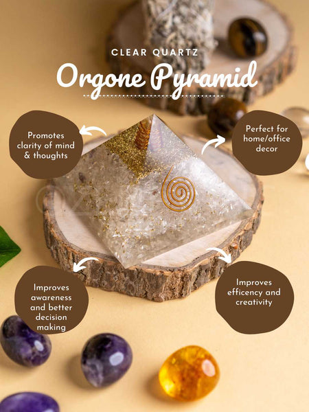 Zen Clear Quartz Orgonite Pyramid For Calmness & Clarity of Mind The Zen Crystals