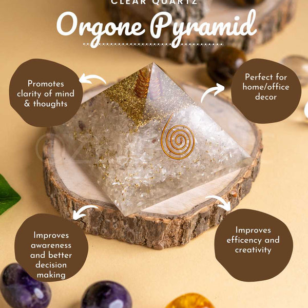 Zen Clear Quartz Orgonite Pyramid For Calmness & Clarity of Mind The Zen Crystals