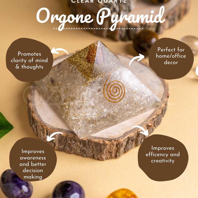 Zen Clear Quartz Orgonite Pyramid For Calmness & Clarity of Mind The Zen Crystals
