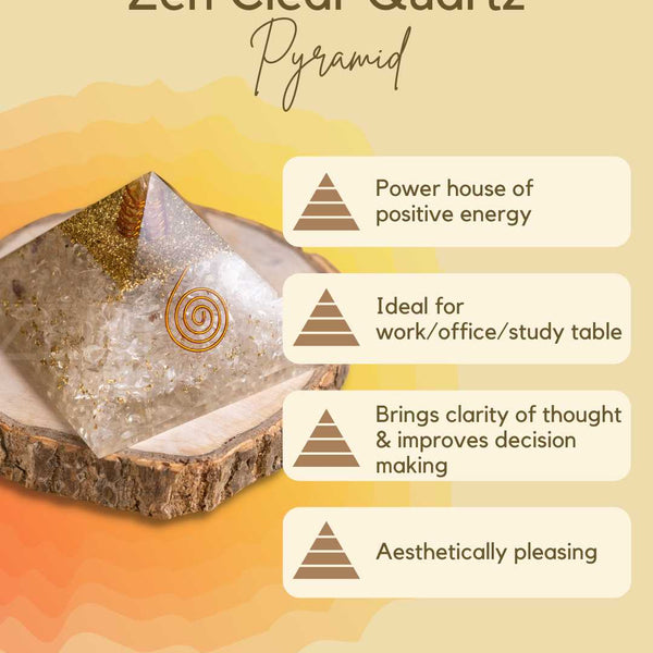 Zen Clear Quartz Orgonite Pyramid For Calmness & Clarity of Mind The Zen Crystals