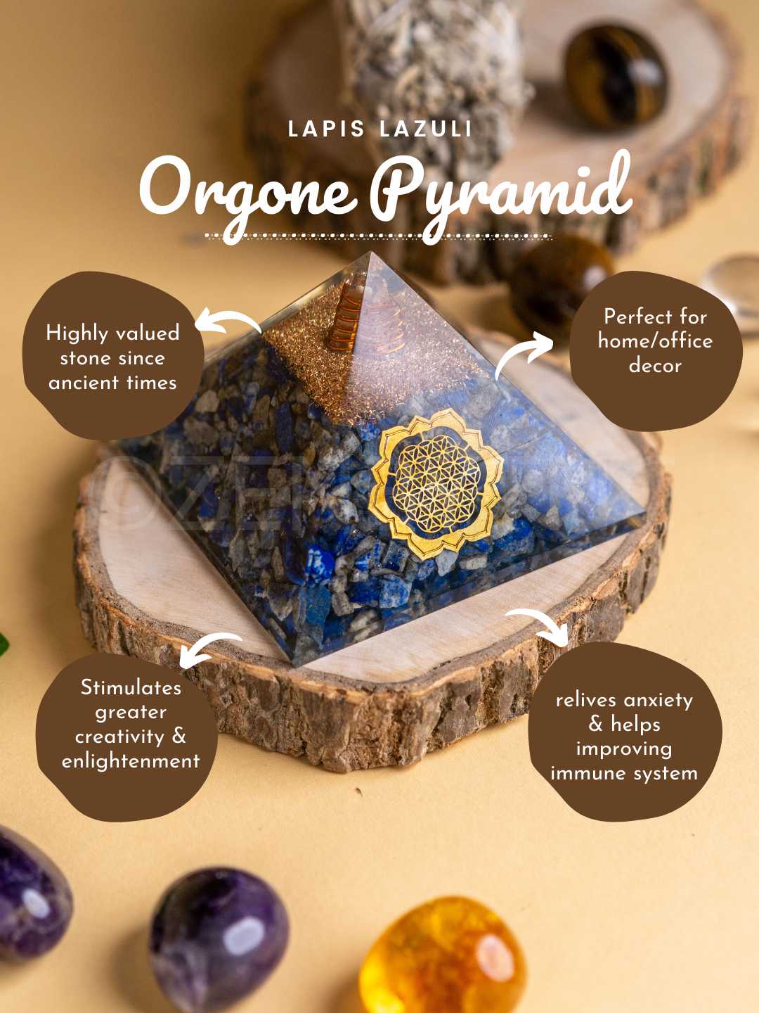 Zen Lapis Lazuli Orgonite Pyramid To Relieve Anxiety and Insomnia The Zen Crystals
