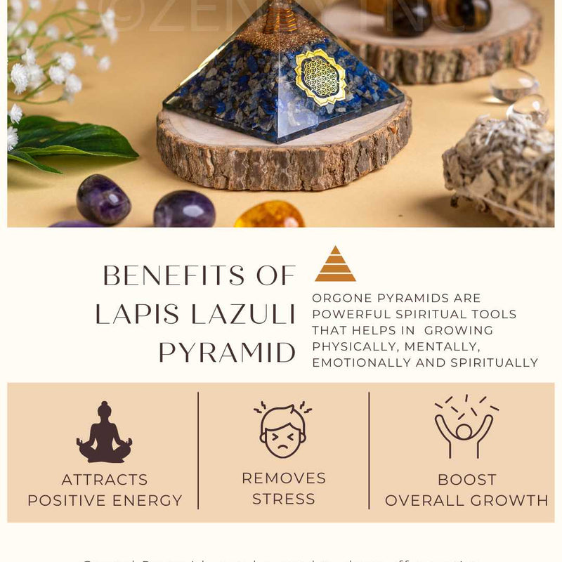 Zen Lapis Lazuli Orgonite Pyramid To Relieve Anxiety and Insomnia The Zen Crystals