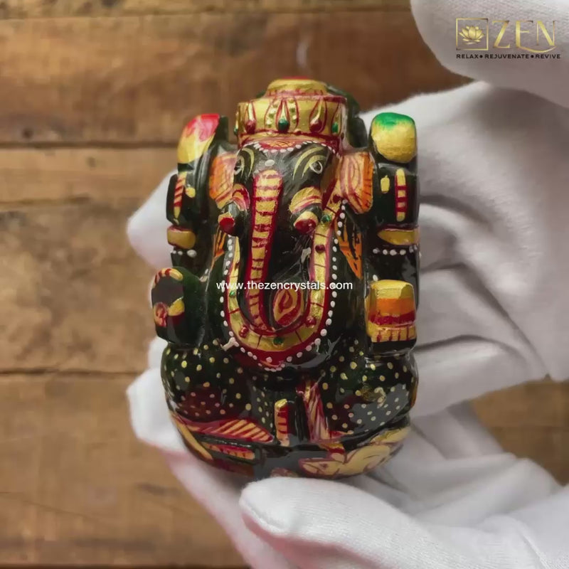 handpainted Jade Ganesh Ji Idol | The Zen Crystals