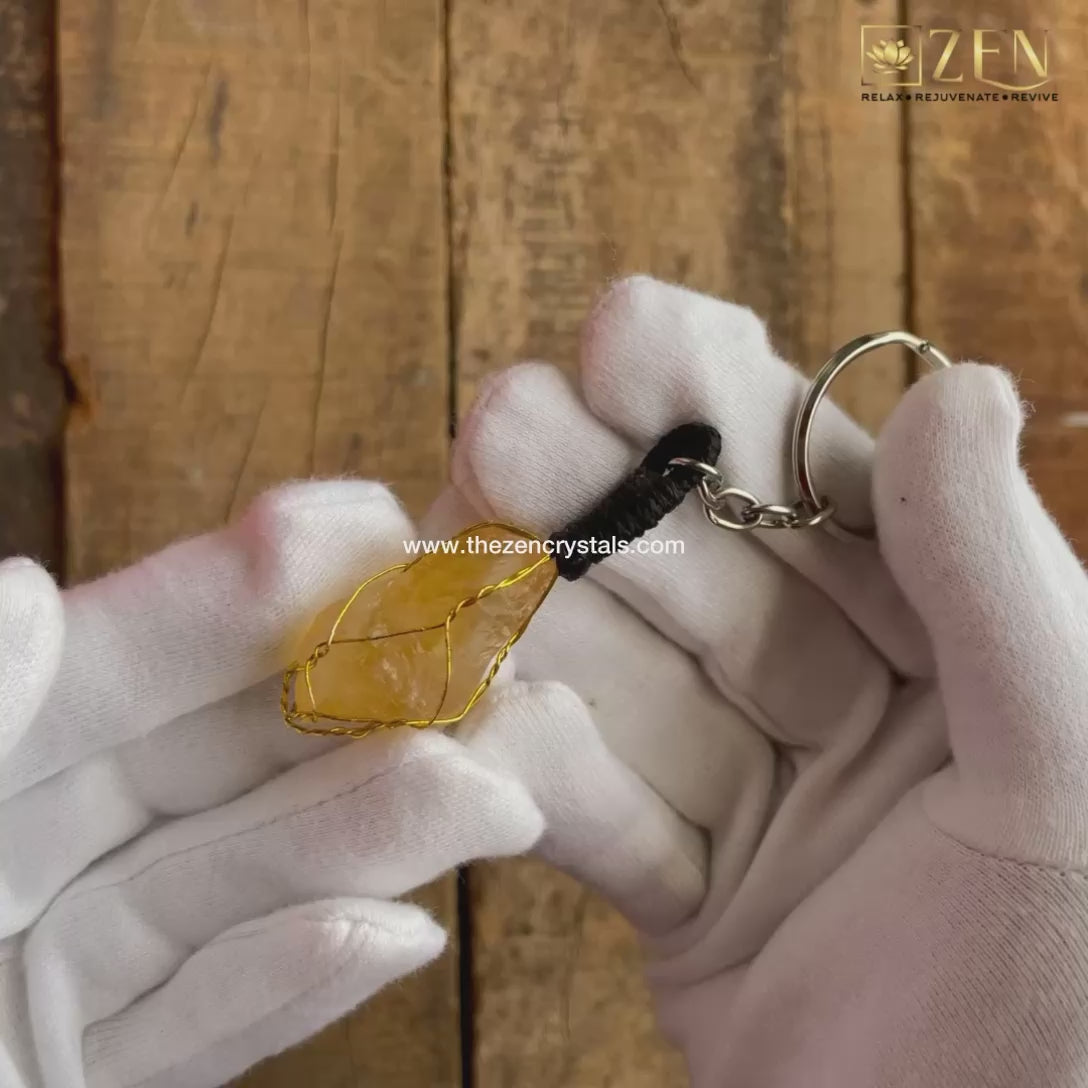 raw citrine keychain | the zen crystals