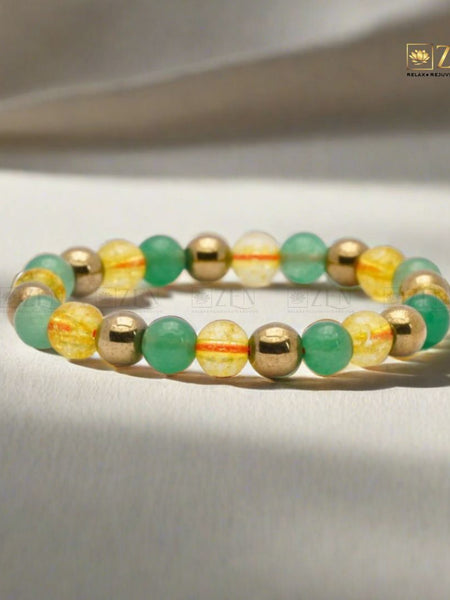 Citrine Golden Pyrite & Aventurine Combo Bracelet for Abundance - The Zen Crystals