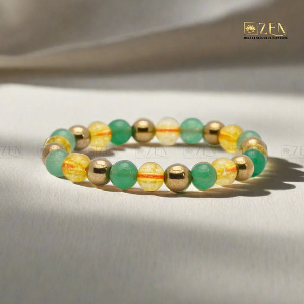 Citrine Golden Pyrite & Aventurine Combo Bracelet for Abundance - The Zen Crystals