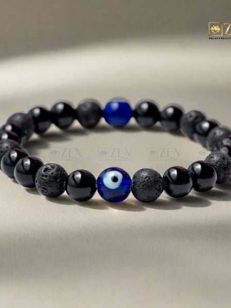 Zen Evil Eye with Lava & Black Onyx to prevent from Misfortune - The Zen Crystals