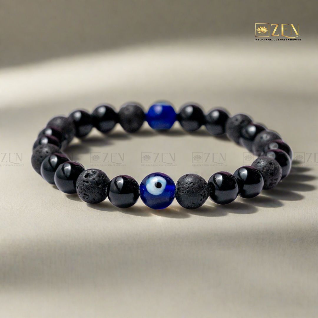 Zen Evil Eye with Lava & Black Onyx to prevent from Misfortune - The Zen Crystals