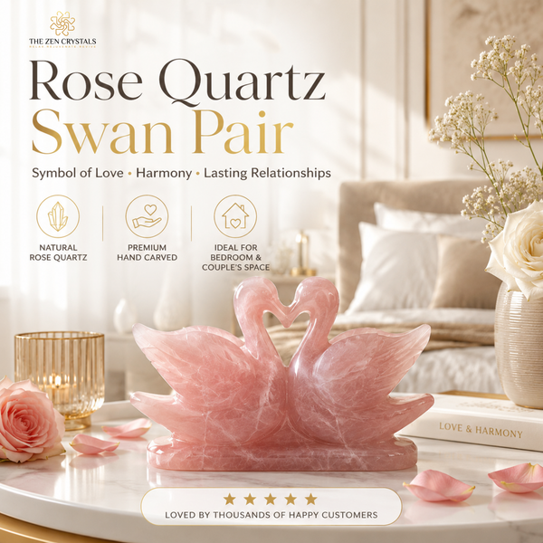 Rose Quartz Swan Pair