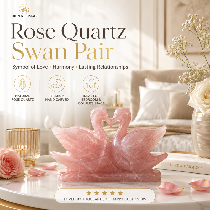Rose Quartz Swan Pair