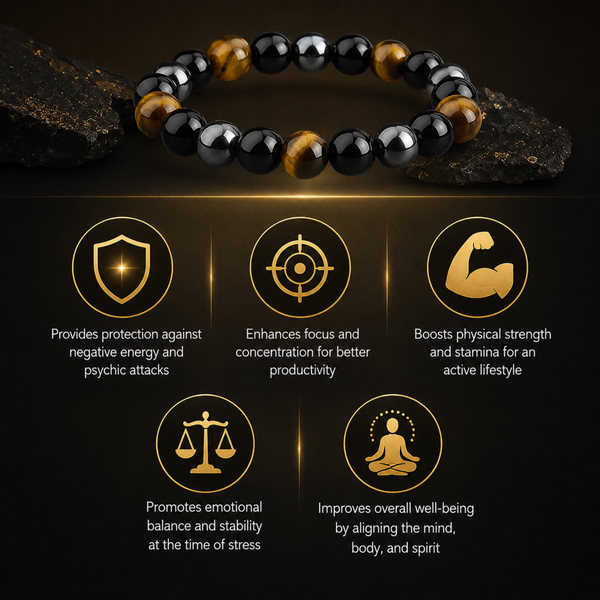 benefits of triple protection bracelet by the zen crystals