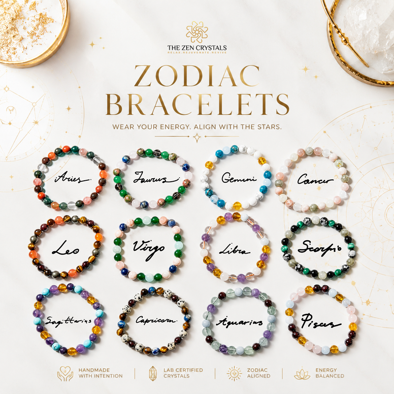 zodiac bracelet collection by the zen crystals