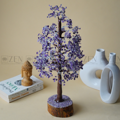 Zen Amethyst Good Luck Crystal Tree - Prosperity | 1000 Beads | Wood Base | The Zen Crystals The Zen Crystals