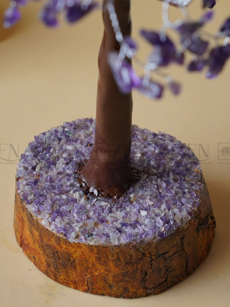 Zen Amethyst Good Luck Crystal Tree - Prosperity | 1000 Beads | Wood Base | The Zen Crystals The Zen Crystals