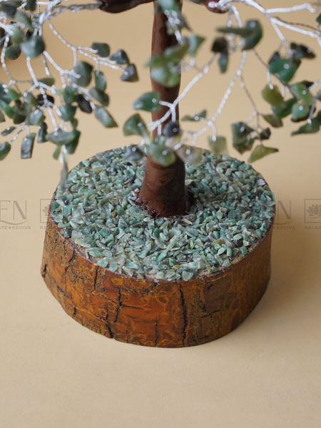 Zen Jade Good Luck Crystal Tree - Wealth | 1000 Beads | Wood Base | The Zen Crystals The Zen Crystals
