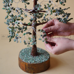 Zen Jade Good Luck Crystal Tree - Wealth | 1000 Beads | Wood Base | The Zen Crystals The Zen Crystals