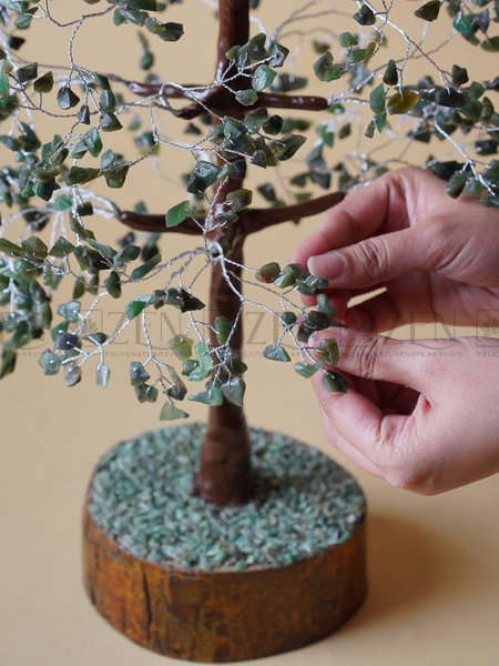 Zen Jade Good Luck Crystal Tree - Wealth | 1000 Beads | Wood Base | The Zen Crystals The Zen Crystals