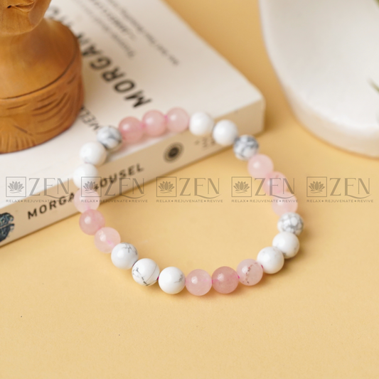 Zen Love, Peace & Relationship - Rose Quartz Howlite Bracelet - The Zen Crystals
