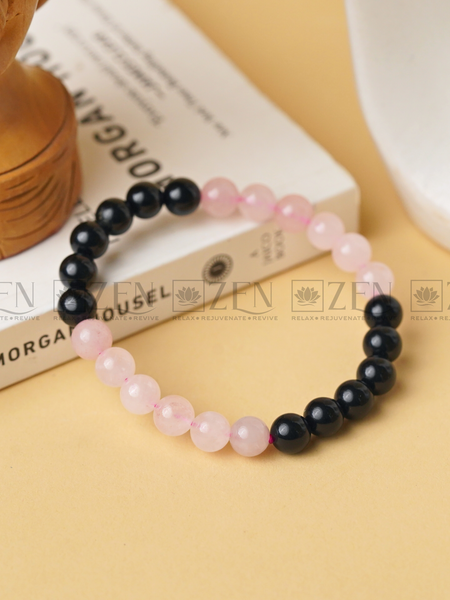 Zen Rose Quartz & Black Onyx Bracelet - The Zen Crystals