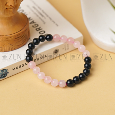 Zen Rose Quartz & Black Onyx Bracelet The Zen Crystals