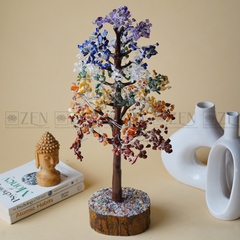 7 Chakra Good Luck Crystal Tree - 1000 Chips | Wood Base | For Overall Well Being | The Zen Crystals The Zen Crystals