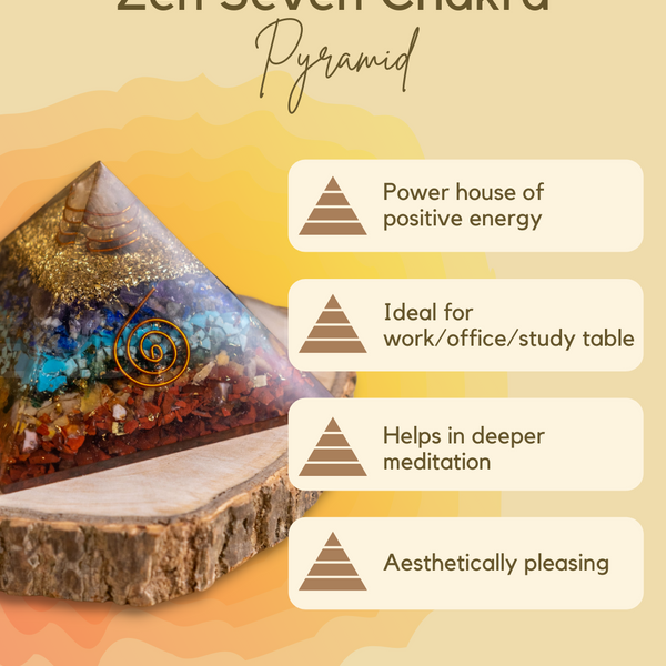 Zen Seven Chakra Orgonite Pyramid For Overall Wellbeing The Zen Crystals
