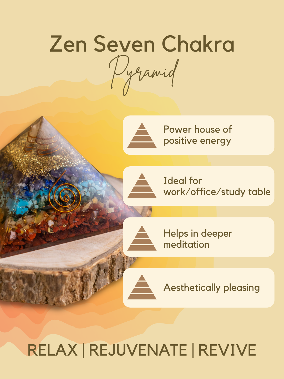 Zen Seven Chakra Orgonite Pyramid For Overall Wellbeing The Zen Crystals