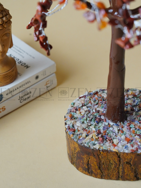 7 Chakra Good Luck Crystal Tree - 1000 Chips | Wood Base | For Overall Well Being | The Zen Crystals The Zen Crystals