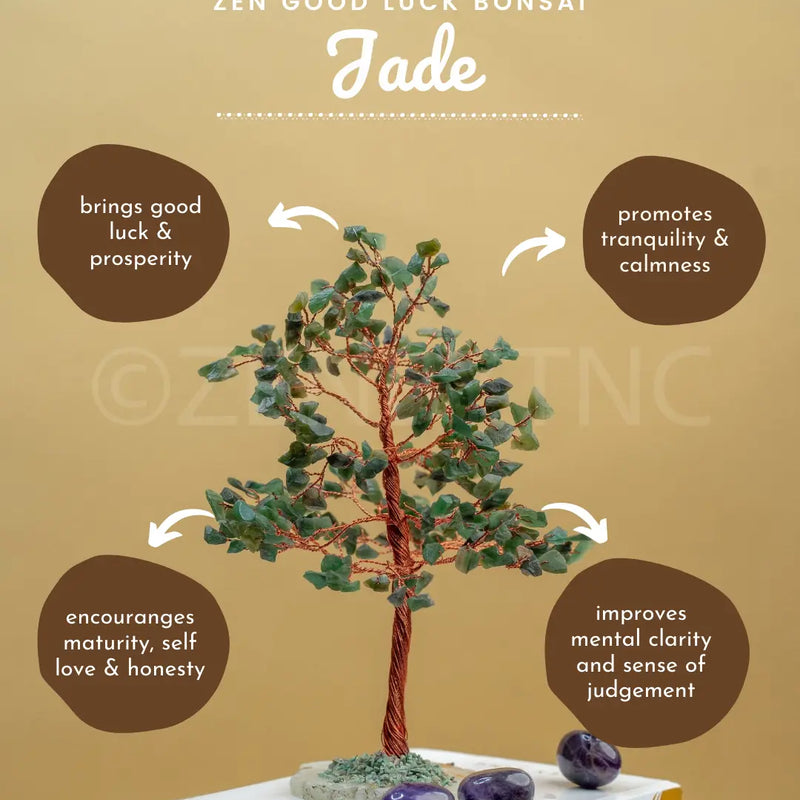 Buy Jade Good Luck Crystal Tree - Wealth| 300 Crystals | The Zen Crystals - The Zen Crystals