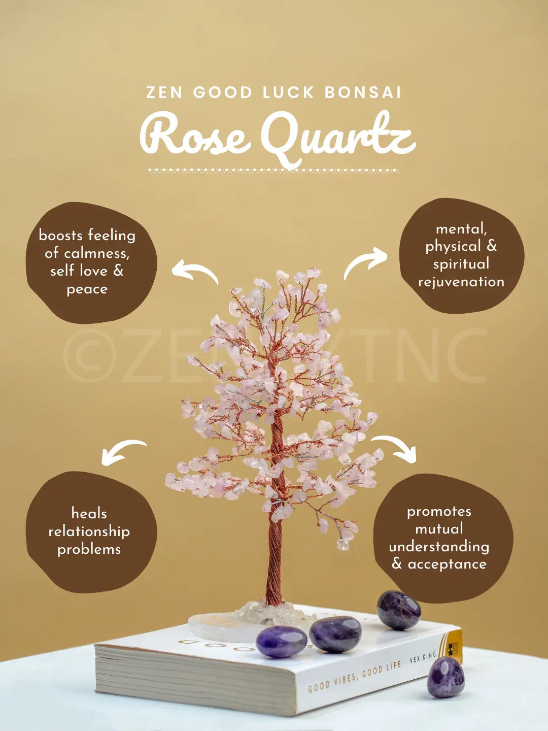 Buy Rose Quartz Good Luck Crystal Tree - Unconditional Love| 300 Crystals | The Zen Crystals - The Zen Crystals