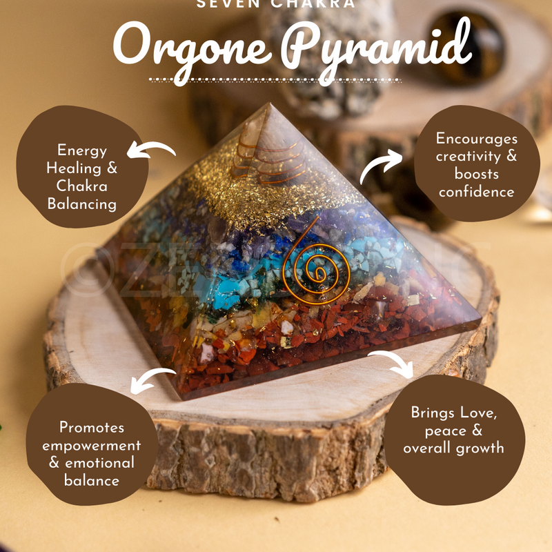 Zen Seven Chakra Orgonite Pyramid For Overall Wellbeing The Zen Crystals