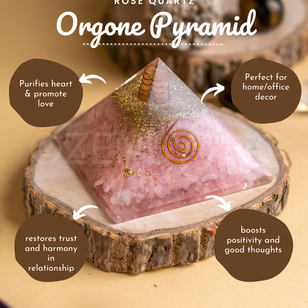 Zen Rose Quartz Orgonite Pyramid For Love, Trust & Harmony in Relationship The Zen Crystals