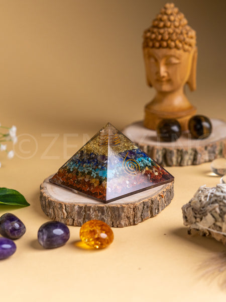 Zen Seven Chakra Orgonite Pyramid For Overall Wellbeing The Zen Crystals