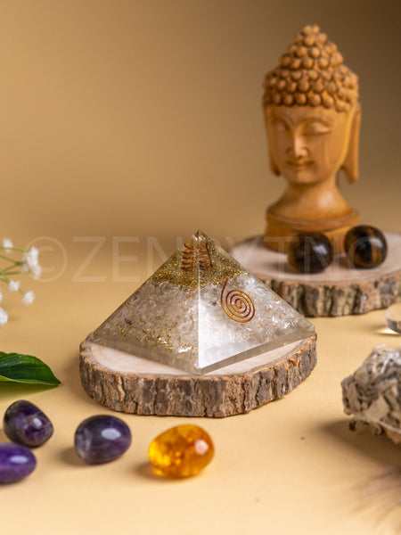 Zen Clear Quartz Orgonite Pyramid For Calmness & Clarity of Mind The Zen Crystals