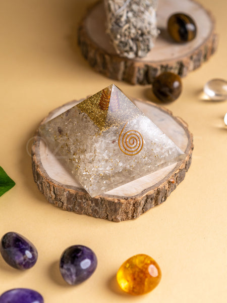 Zen Clear Quartz Orgonite Pyramid For Calmness & Clarity of Mind The Zen Crystals