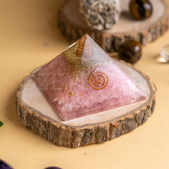 Zen Rose Quartz Orgonite Pyramid For Love, Trust & Harmony in Relationship The Zen Crystals