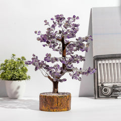 Zen Amethyst Good Luck Crystal Tree - Prosperity | 500 Beads | Wood Base | The Zen Crystals The Zen Crystals
