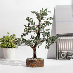 Zen Jade Good Luck Crystal Tree - Wealth | 500 Beads | Wood Base | The Zen Crystals The Zen Crystals