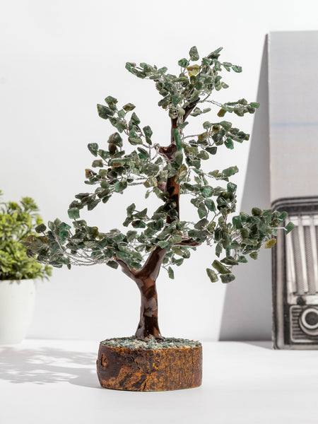 Zen Jade Good Luck Crystal Tree - Wealth | 500 Beads | Wood Base | The Zen Crystals The Zen Crystals