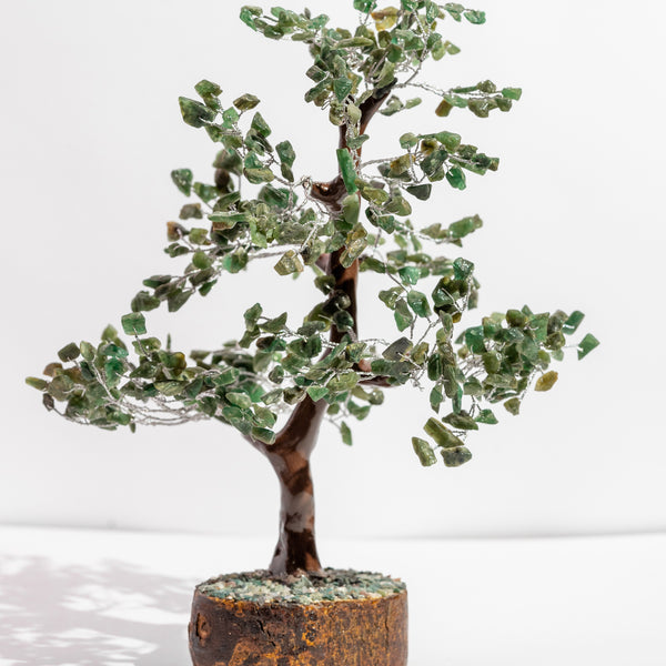 Zen Jade Good Luck Crystal Tree - Wealth | 500 Beads | Wood Base | The Zen Crystals The Zen Crystals
