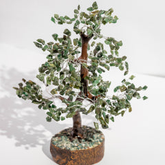 Zen Jade Good Luck Crystal Tree - Wealth | 500 Beads | Wood Base | The Zen Crystals The Zen Crystals