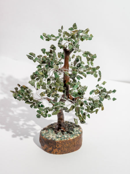 Zen Jade Good Luck Crystal Tree - Wealth | 500 Beads | Wood Base | The Zen Crystals The Zen Crystals